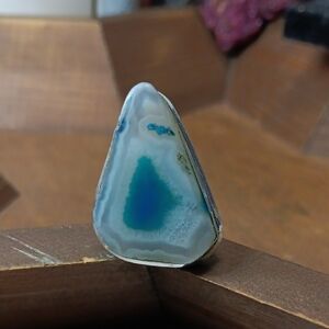Blue and White Agate Stone Ring
